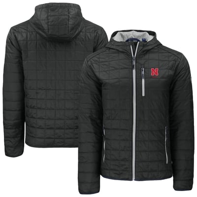  Nebraska Huskers Cutter & Buck Rainier Eco PrimaLoft Hooded Full-Zip Jacket - Black